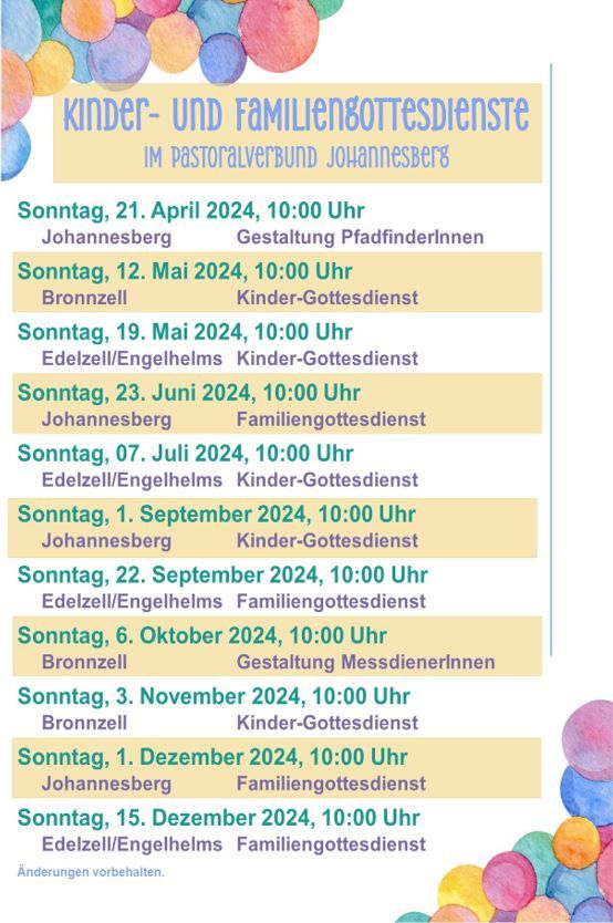 Kinder-und Familiengottesdienste 2024